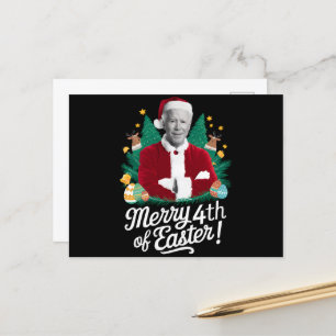 Cartão Postal De Festividades Joe Biden Natal Papai Noel Alegre 4 De Páscoa Nata