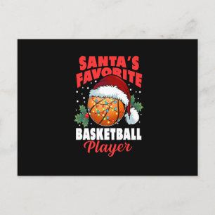 Cartão Postal De Festividades Jogador de Basquete Favorito do Papai Noel Pijama 