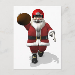 Cartão Postal De Festividades Jogador de futebol americano Santa Claus