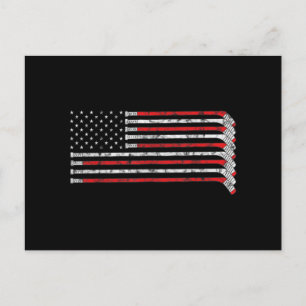 Cartão Postal De Festividades Jogador de Hóquei Desvanecido com Bandeira dos EUA