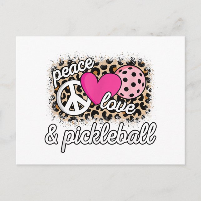 Cartão Postal De Festividades Jogador De Pickleball Engraçado Com Amor Pela Paz (Frente)