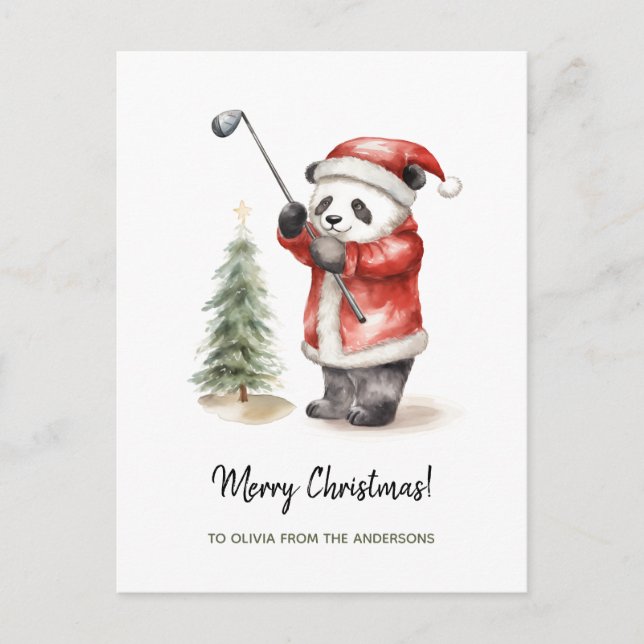 Cartão Postal De Festividades Jogo de golfe Engraçado Panda (Frente)