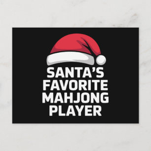 Cartão Postal De Festividades Jogo de Natal do Jogador de Mahjong Favorito do Pa