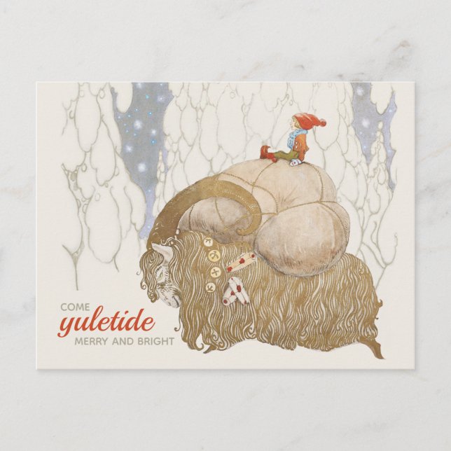 Cartão Postal De Festividades John Bauer Christmas Julbocken Yule cabra CC1026 (Frente)