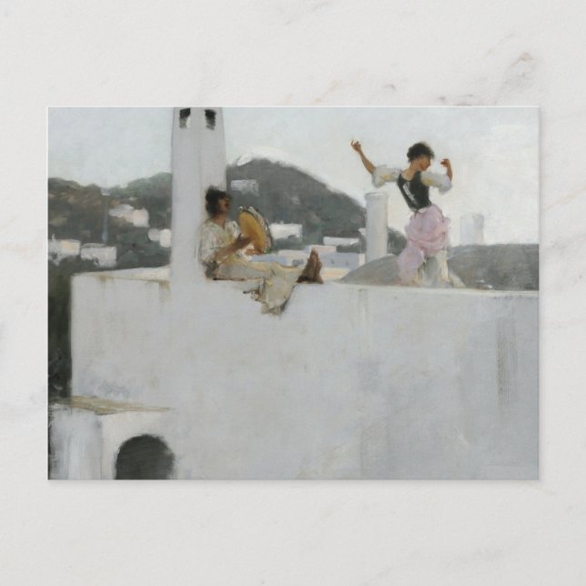 Cartão Postal De Festividades John Singer Sargent - Garota Capri Em Um Telhado (Frente)