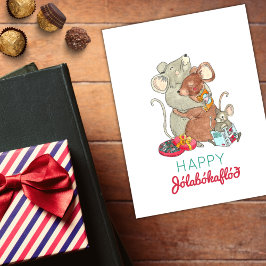 Cartão Postal De Festividades Jolabokaflod Ratos de Natal
