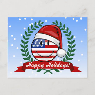 Cartão Postal De Festividades Jolly American Flag Christmas Style
