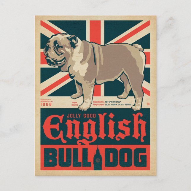 Cartão Postal De Festividades Jolly Good English Bulldog (Frente)