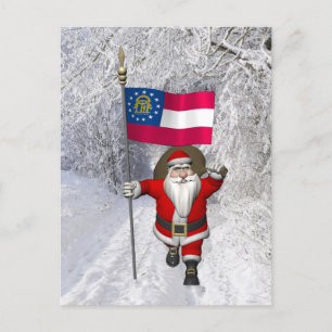 Cartão Postal De Festividades Jolly Padre Natal Com Alferes Da Geórgia