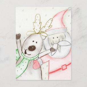 CARTÃO POSTAL DE FESTIVIDADES JOLLY PAPAIS NOEIS E REINDEER