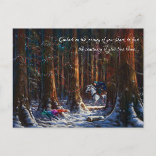 Cartão Postal De Festividades Jornada - arte da paisagem montanhosa da floresta 