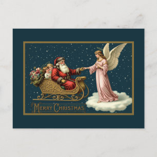 Cartão Postal De Festividades Jornada Celestial de Natal Vintage