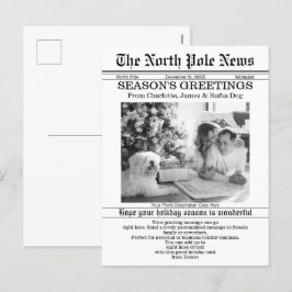 Cartão Postal De Festividades Jornal de Natal do Polo Norte Personalizado