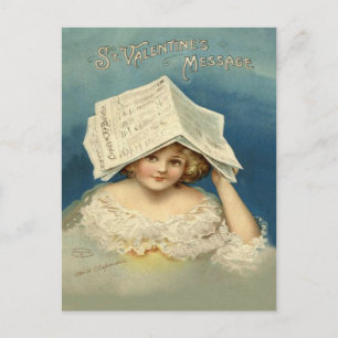 Cartão Postal De Festividades Jornal sobre Namorados para raparigas