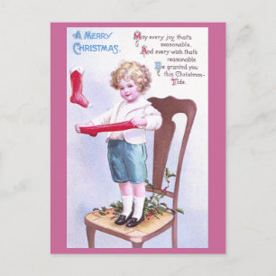 Cartão Postal De Festividades Jovens Natais vintages Stretcher