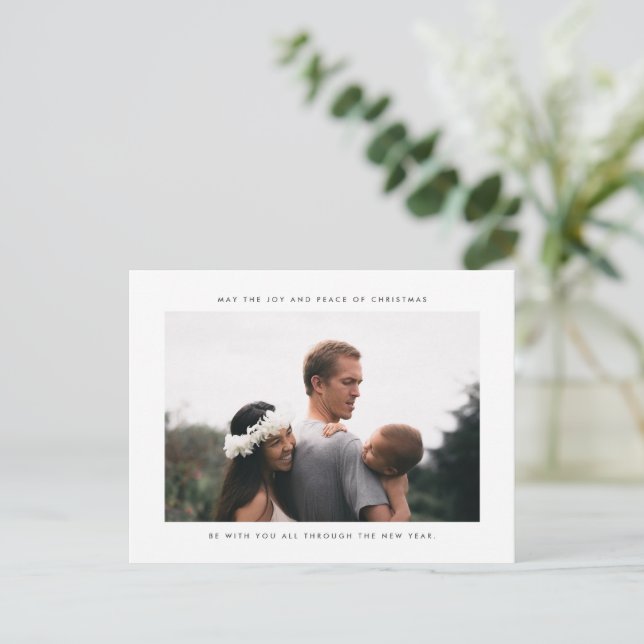 Cartão Postal De Festividades Joy and Peace of Christmas Holiday Family Photo (Em pé/Frente)