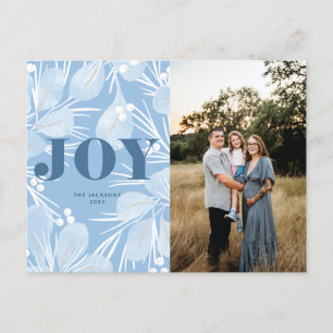Cartão Postal De Festividades Joy Christmas Design Blue