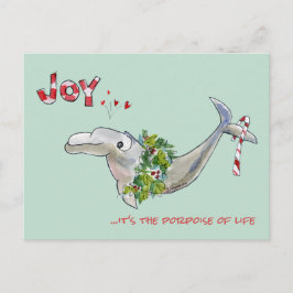 Cartão Postal De Festividades Joy Christmas Dolphin Porpoise of Life