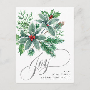 Cartão Postal De Festividades JOY Fesly Holly Berry Saudação de Natal