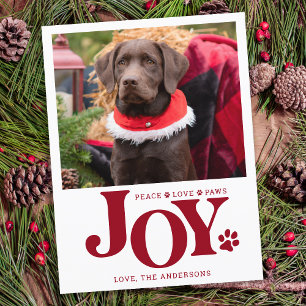 Cartão Postal De Festividades JOY Foto Personalizada de Animal de Estimação Pata