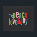 Cartão Postal De Festividades Joy Joy Colorful Chalkboard Dove<br><div class="desc">Natal bonito e colorido Presentes</div>