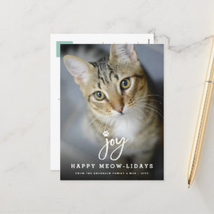 Cartão Postal De Festividades Joy Paw Imprime Pincel Script Dog Pet Foto Lover