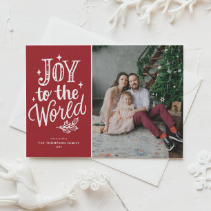 Cartão Postal De Festividades Joy To World Christmas Carol Red Photo