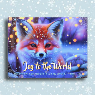 Cartão Postal De Festividades Joy To World KJV Bíblia Fox Christian Christmas