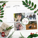 Cartão Postal De Festividades Joy Typografia Script Wreath 4 Foto Natal<br><div class="desc">Enviem os cartões de natal deste ano em estilo com estes cartões postais de férias únicos e modernos. Adicione facilmente seus textos e fotos personalizados a esses cartões postais de feriado, usando a seção "Editar este modelo de design", ou clique no botão "Personalizar" para acessar ferramentas de edição mais avançadas....</div>