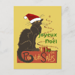 Cartão Postal De Festividades Joyeux Noel Le Chat Noir Paródia de Natal