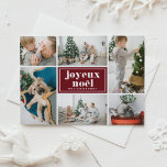 Cartão Postal De Festividades Joyeux Noël Retro Typography Red Photo Collage<br><div class="desc">Celebrate the holiday season with a customizable "joyeux noël" photo collage postcard. This card features a retro bold typography design with plenty of space to add your own photo, names, and a personalized message. Perfect for sending festive cheer to family and friends. Available in various color options and cardstock types,...</div>