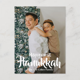 Cartão Postal De Festividades Joyous Hanukkah | Foto simples da família Hanukkah