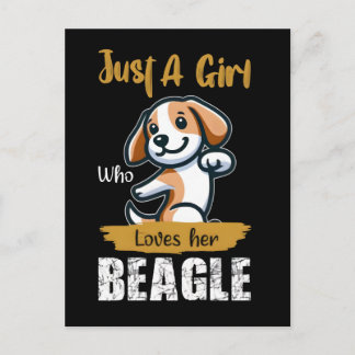 Cartão Postal De Festividades Just a girl who loves her beagle typography tshirt