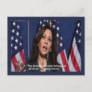 Cartão Postal De Festividades Kamala Harris & Citação do Sonho Americano Postcar