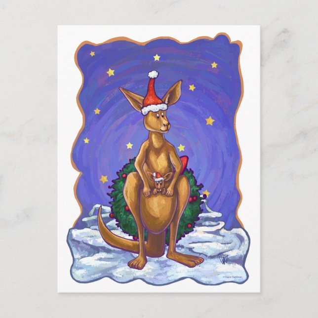 Cartão Postal De Festividades Kangaroo Christmas StarNight (Frente)
