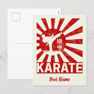 Cartão Postal De Festividades Karate Martial Arts com Sol de Ascensão japonesa