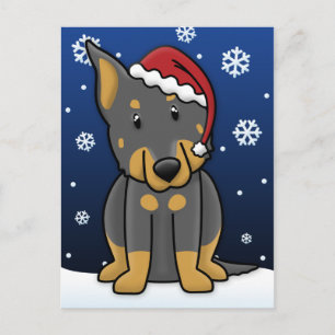 Cartão Postal De Festividades Kawaii Beauceron Christmas Postcard