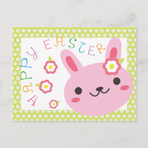 Cartão Postal De Festividades Kawaii Bunny - Felz pascoa