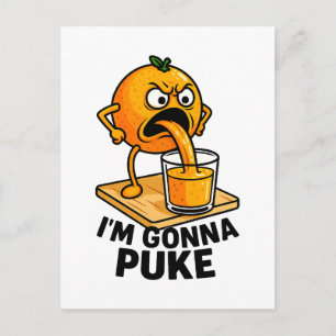 Cartão Postal De Festividades Kawaii Fruta Funny Orange Juice