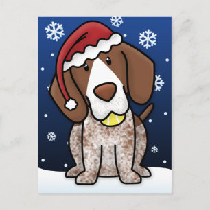 Cartão Postal De Festividades Kawaii German Shorthair Pointer Christmas Postcard