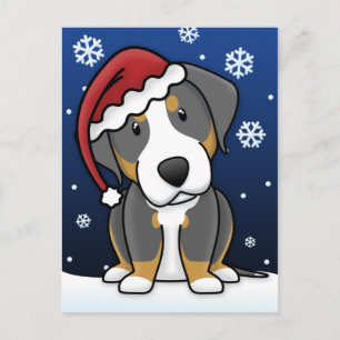 Cartão Postal De Festividades Kawaii Greater Swiss Mountain Christmas Postcard