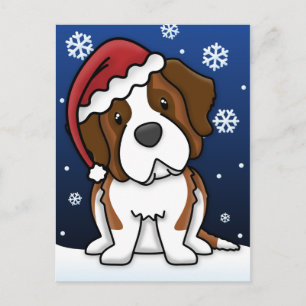 Cartão Postal De Festividades Kawaii Saint Bernard Christmas Postcard