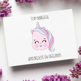 Cartão Postal De Festividades Kawaii Unicorn, Cor-de-Rosa, Bonita
