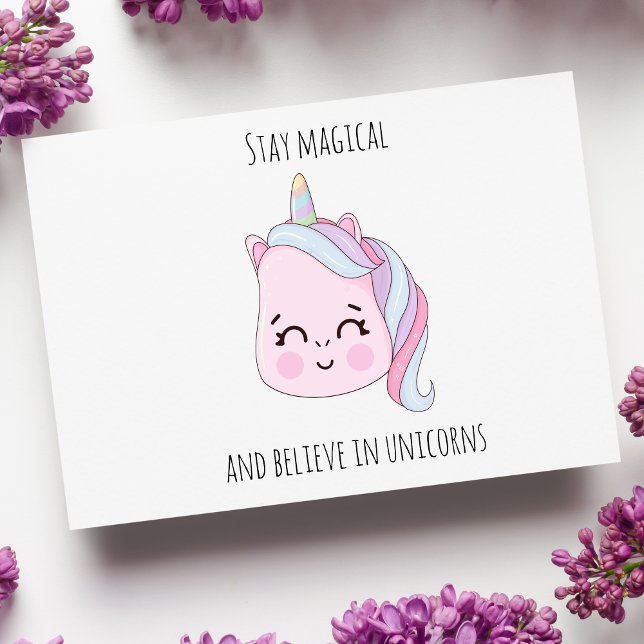 Cartão Postal De Festividades Kawaii Unicorn, Cor-de-Rosa, Bonita (Criador carregado)