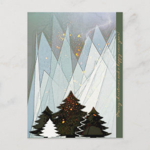 Cartão Postal De Festividades Kerst - Kerstkaart bergen glitter
