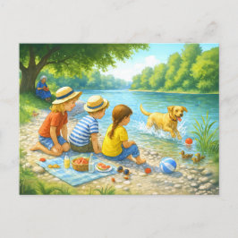 Cartão Postal De Festividades Kids Picnic por Iasar River