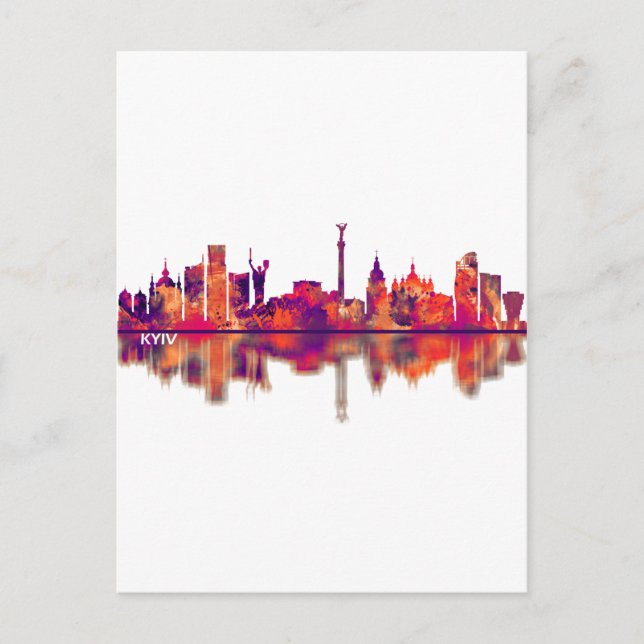 Cartão Postal De Festividades Kiev Ucrânia Skyline (Frente)