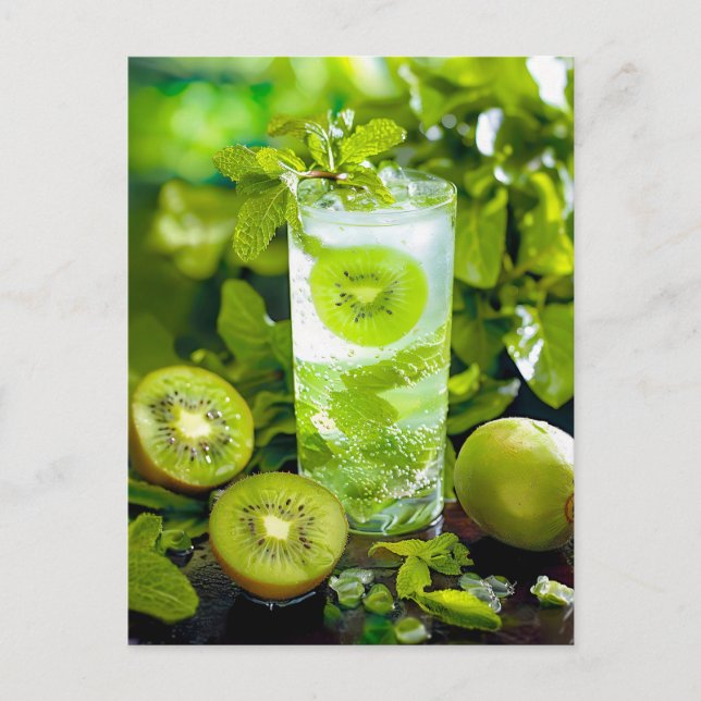 Cartão Postal De Festividades Kiwi Mint Fizz - Refrescimento Verde (Frente)