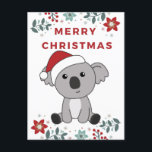Cartão Postal De Festividades Koala Christmas Snow Winter Animais Koalas<br><div class="desc">O coala de Natal com luzes de fadas. Animais engraçados com presentes e neve nas férias. Também é engraçado para o natal em julho. Os coalas são animais bonitos e perfeitos para o Natal.</div>