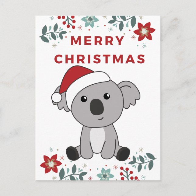 Cartão Postal De Festividades Koala Christmas Snow Winter Animais Koalas (Frente)